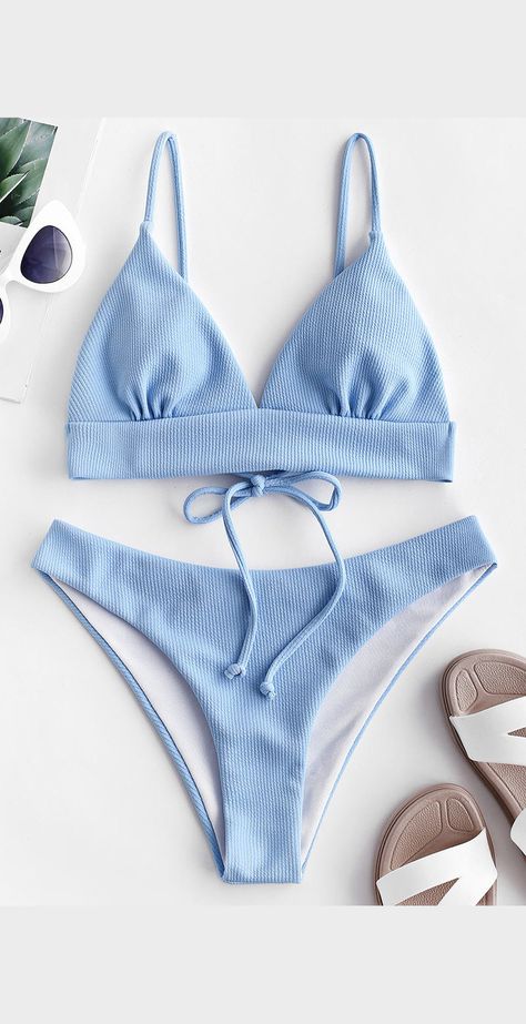 Zaful Swimwear, Pool Fashion, Cheap Swimsuits, Swimwear Store, Light Sky Blue, Cute Bathing Suits, Swimwear Online, Cute Bikinis, Cute Swimsuits