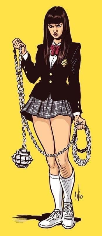 Gogo Yubari Art, Gogo Yubari Tattoo, Halloween Costumes With Bangs, Kill Bill Gogo Yubari, Kill Bill Tattoo, Gogo Yubari, By Any Means Necessary, Kill Bill, Quentin Tarantino