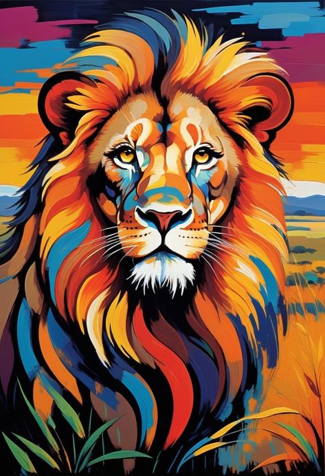 Lion Painting Acrylic, Colorful Lion Painting, Lion Artwork, Eagle Wallpaper, Jesus Christ Painting, Spirit Animal Art, Lion Painting, Lion King Art, Lion Pictures