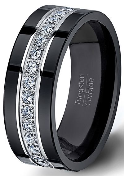 Mens Wedding Bands Black, Tungsten Jewelry, Wedding Bands For Him, Mens Diamond Wedding Bands, Stacked Wedding Bands, Mens Wedding Bands Tungsten, Black Tungsten Rings, Black Wedding Band, Black Wedding Rings