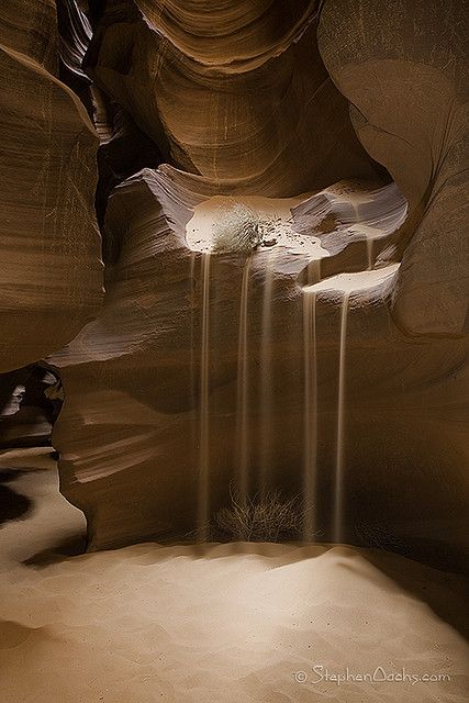 Antelope Canyon "Sandfall" by Stephen Oachs (ApertureAcademy.com), via Flickr. Arizona. Arizona Geology, Falling Sand, Antelope Canyon Arizona, Arizona Adventure, Lower Antelope Canyon, Drawing Hair, Ansel Adams, Incredible Places, Antelope Canyon