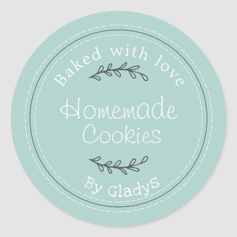 Rustic Homemade Baked Goods Cookies Blue Classic Round Sticker | Zazzle.com Pastry Stickers, Cookie Label, Homemade Baked Goods, Cookies Light, Baking Logo Design, Baking Logo, Cake Logo Design, Cake Logo, Bakery Logo