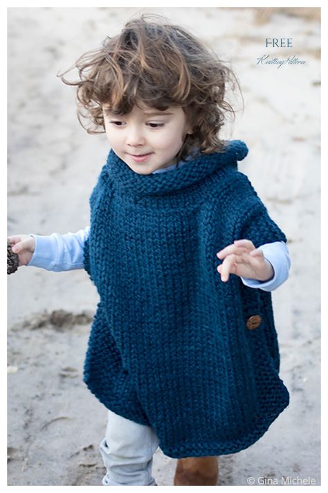 Kids Poncho Free Knitting Patterns - Knitting Pattern Baby Poncho Knitting Pattern Free, Poncho Knitting Patterns Kids, Poncho Knitting Patterns Free, Kids Poncho Pattern, Free Chunky Knitting Patterns, Poncho Ideas, Easy Poncho Knitting Pattern, Toddler Poncho, Poncho Knitting