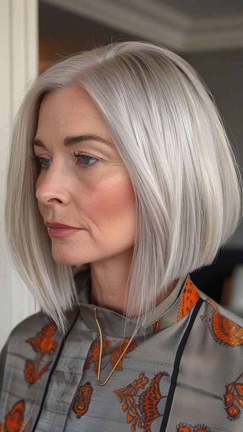 Grey White Blonde Hair, Silver Hair Short Bob, Old Lady Haircut, White Hairstyles For Women, White Bob Haircut, Grey Hair Bob Older Women, Medium Length Grey Hair, Silver Hair Bob, Short Grey Bob