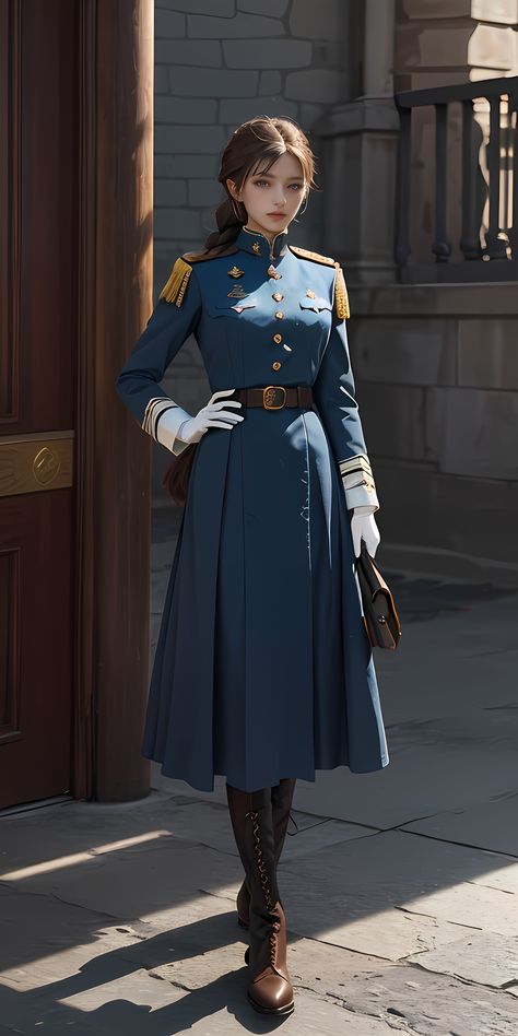 Fantasy Uniforms, Fantasy Military Outfit, Victorian Guard Uniform, Anime Military Uniform, Military School Uniform, Women's Military Uniform, Kebaya Modern Dress, Chinese Fancy Dress, Uniform Style