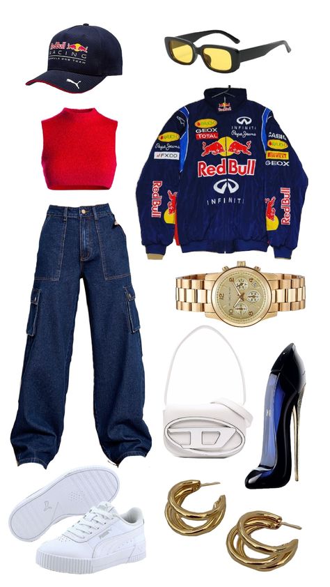 #F1 #RedBull #outfit F1 Outfit, F1 Redbull, F 1, Stylish Outfits