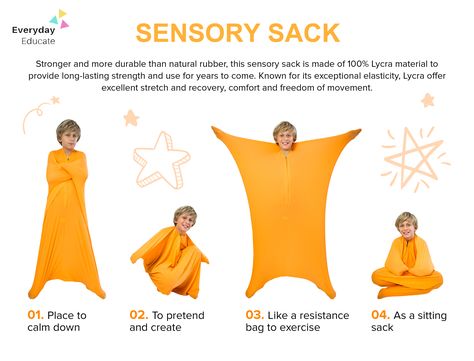 Multi-sensory tool.  Deep pressure calming. Body awareness Deep Pressure, Body Sock, Multi Sensory, Sensory Tools, Dynamic Movement, Sensory Processing Disorder, Body Awareness, Classroom Supplies, Sensory Processing