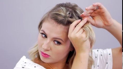 Topsy Tail Side Braid, Faux Braid Tutorial Short Hair, Short Hair Topsy Tail, Topsie Tail Hairstyles, Topsy Tail Hairstyles Short Hair, Faux Braid Short Hair, Topsy Tail Hairstyles Tutorials, Topsy Tail Braid, Shoet Hair