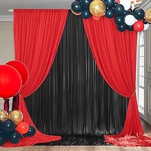 Red And Black Prom Decorations, Red Black And Gold Backdrop Ideas, Red Photo Backdrop, Hollywood Backdrop, Red Carpet Background Backdrops, Red Black Gold Curtain Backdrop, Red Carpet Theme Party, Red Stage Curtains, Backdrop Curtains