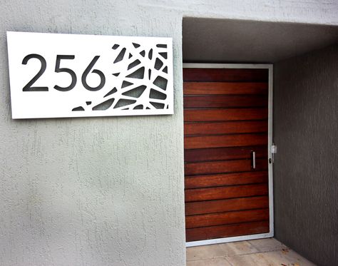 House Number Plates, Laser Cut Screens, Name Plate Design, Metal Signage, Modern House Number, Feature Walls, House Number Sign, Number Sign, Custom Metal Signs