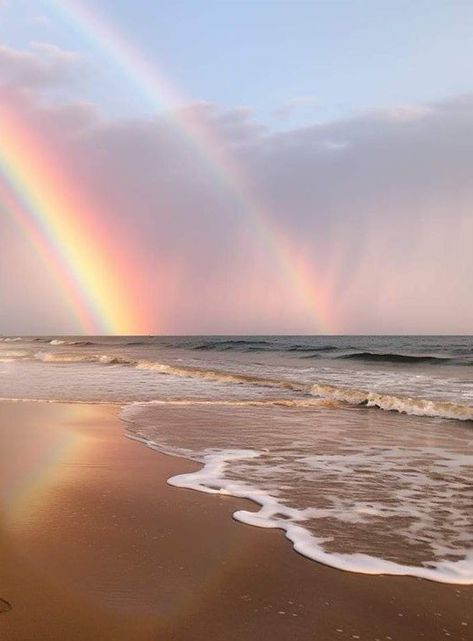 Beach With Rainbow, Pink Sand Beaches, Rainbow Ocean, Beautiful Word, Water Sunset, Fav Place, Pink Sand Beach, Rainbow Beach, Rainbow Photo