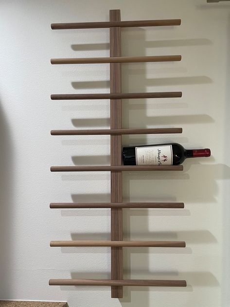 DIY Wall Mounted Wine Rack (Step-by-Step) — The Sorry Girls Wall Mounted Wine Rack Wood, Wine Wall Display, The Sorry Girls, Wood Wine Rack, Wall Mounted Wine Rack, Wood Wine Racks, Wine Bottle Holder, Bottle Stand, Wine Wall