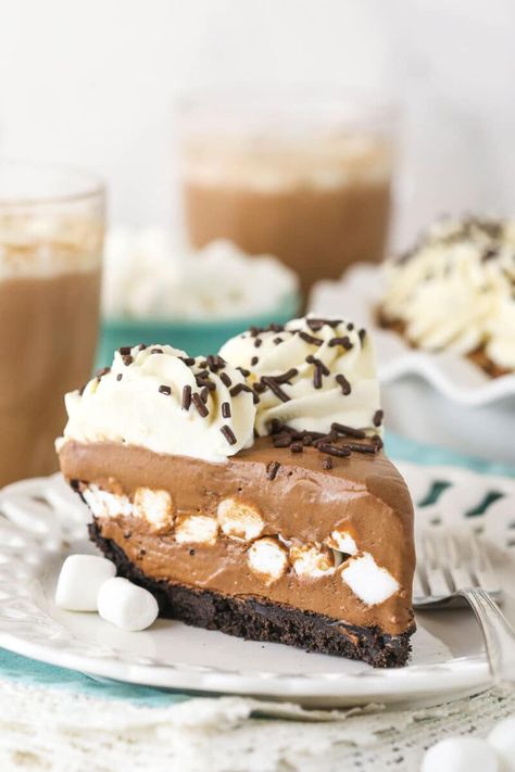 Chocolate Ice Cream Pie, Baileys Hot Chocolate, Hot Chocolate Ice Cream, Life Love And Sugar, No Bake Pie, One Pie, Cocoa Powder Cookies, Ice Cream Pie, Frozen Hot Chocolate