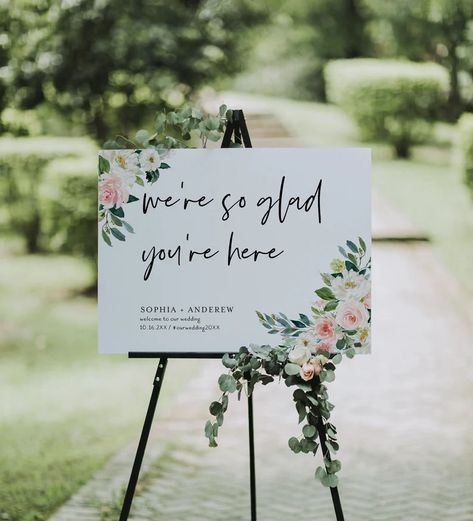 Floral Wedding Welcome Sign Template We're so Glad | Etsy Bosnia and Herzegovina Polaroid Wedding, Printable Wedding Sign, Photo Guest Book, Welcome Sign Template, Bridal Shower Welcome Sign, Wedding Welcome Sign, Baby Shower Welcome Sign, Guest Book Sign, Welcome To Our Wedding