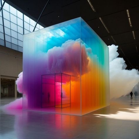 Experience Design Installation, Immersive Exhibition Design, Experiential Design Spaces, Glass Building Architecture, Immersive Room, Immersive Design, Colorful Art Installations, Color Installation, Immersive Installation