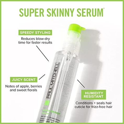 Paul Mitchell Super Skinny Serum, Speeds Up Drying Time, Humidity Resistant, For Frizzy Hair #frizz #ad Hair Silky, Blow Dry Hair, Frizz Free Hair, Hair Starting, Paul Mitchell, Frizzy Hair, Frizz Free, Hair Serum, Moroccan Oil