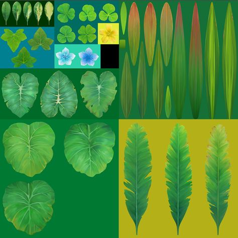 ArtStation - Stylized plants_01 Stylized Painting, Stylized Plants, Stylized Foliage, Stylized Texture, Stylized Environment, Stylized Tree, Unique Playing Cards, Stylized Leaf, Plant Texture