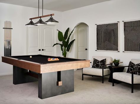 This beautiful Texas home was given an urban farmhouse style makeover Urban Farmhouse Style, Custom Pool Tables, Modern Pool Table, Comfortable Sectional Sofa, Pool Table Room, Game Room Bar, Loft Stil, Urban Farmhouse, Pool Rooms