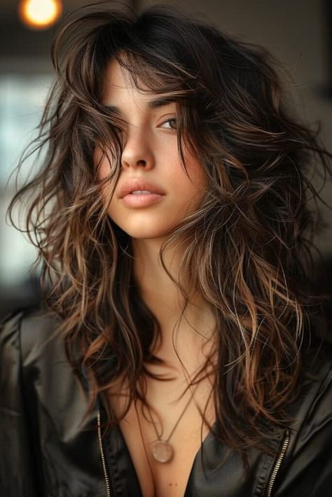 Rocker Hairstyles For Women Curly, Long Shag Haircut Curly, Curly Shag Haircut Long, Wavy Hair Shag Haircut, Shag Haircut Wavy, Long Wavy Shag Haircut, Rocker Hairstyles For Women, Long Curly Shag Haircut, Wavy Shag Haircut