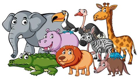 Different kinds of wild animals Different Animals Together, Wild Animals Clipart, Animals Together, Wild Animals Vector, Elsa Coloring Pages, Moodboard Design, Puppy Coloring Pages, Different Animals, Disney Princess Coloring Pages