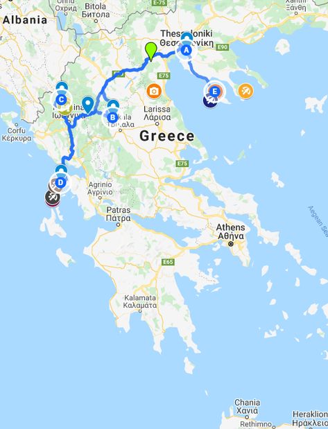 Greece Road Trip, North Greece, Crete Beaches, Northern Greece, Greek Islands Vacation, Athens Travel, Greece Itinerary, Greece Map, Road Trip Map