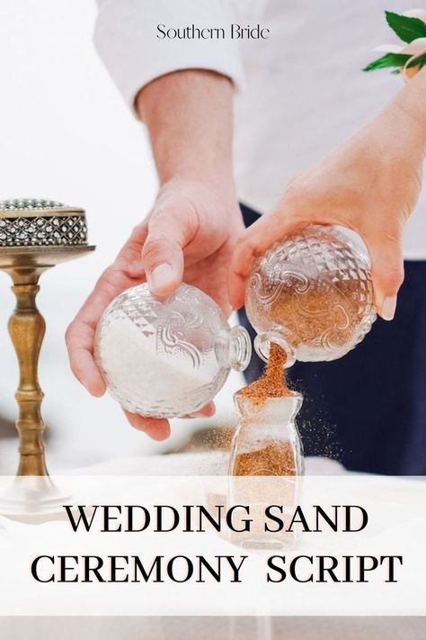 There is no official wording to say in a wedding ceremony script, but here are some examples of text to use. Sand Ceremony Ideas, Sand Ceremony Wedding Wording, Sand Blending Ceremony Wedding Ideas, Blended Family Sand Ceremony Script, Sand Ceremony Script, Sand Unity Ceremony Script, Family Sand Ceremony Wedding, Blended Family Wedding Sand Ceremony, Simple Wedding Ceremony Script