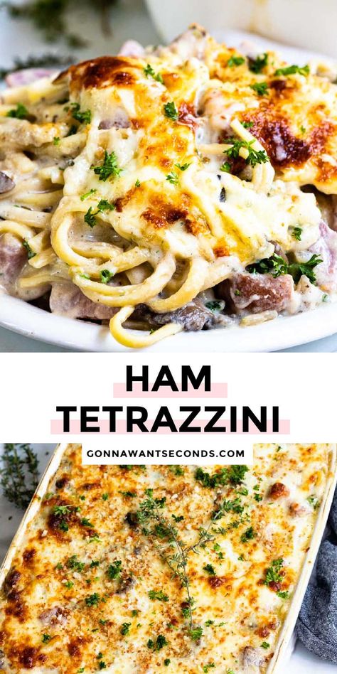 Cubed Ham Recipes Dinners, Ham Tetrazzini Recipe, Ham Casseroles, Ham Tetrazzini, Leftover Ham Bone, Comfort Food Casserole, Ham And Noodle Casserole, Ham Casserole Recipes, Comfort Recipes