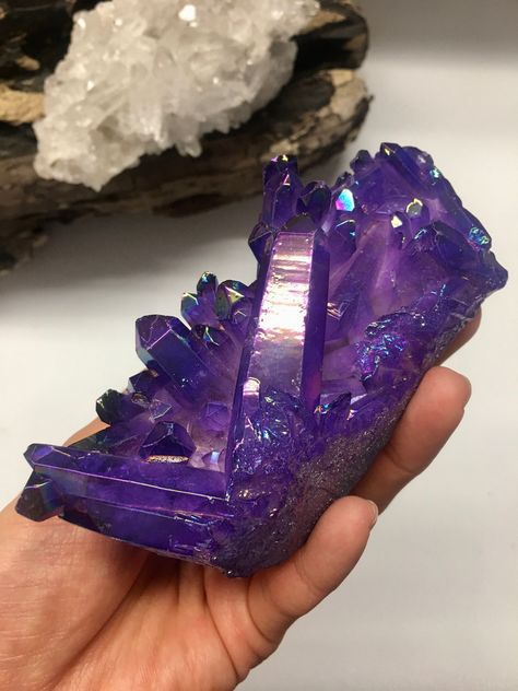 Purple Aura Quartz, Angel Aura Crystal, Purple Angel, Purple Aura, Aura Quartz Cluster, Rainbow Aura Quartz, Crystal Angel, Rainbow Aura, Aura Crystals