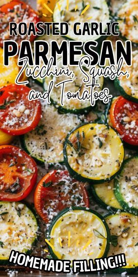 Looking for a delicious and healthy side dish that’s bursting with flavor? This Roasted Garlic-Parmesan Zucchini, Squash, and Tomatoes recipe is perfect for you! The fresh vegetables are roasted to perfection with garlic and Parmesan cheese, creating a dish that’s both savory and satisfying. It’s Roasted Zucchini Recipes, Zucchini Side Dish Recipes, Roasted Zucchini And Squash, Zucchini Side Dishes, Tomato Dishes, Clean Eating Salads, Zucchini Tomato, Roast Zucchini, Tomatoes Recipe