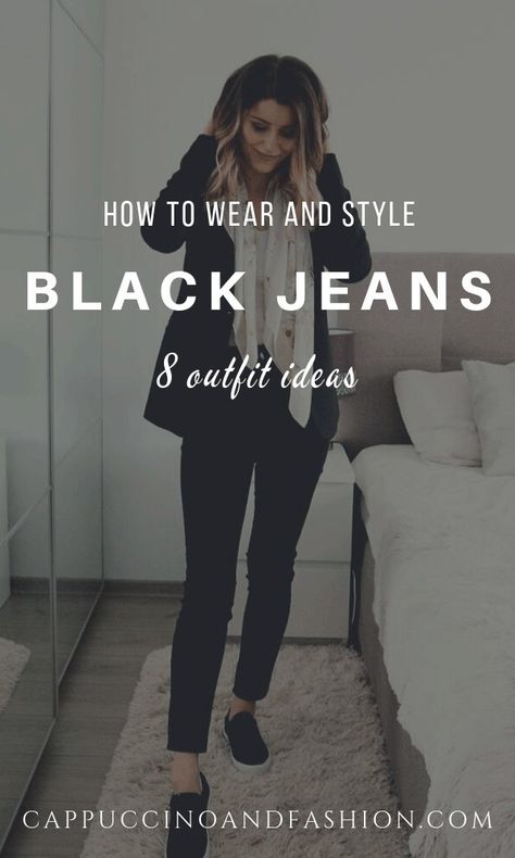 what to wear with black jeans outfits Black Mom Jeans Winter Outfit, Black Skinnies Outfit Winter, Jeans Noir Outfit, Black Mom Jeans Outfit Winter Casual, Look Jean Noir, Black Jeans And Blazer Outfit, Faded Black Jeans Outfit Casual, Black Skinning Jeans Outfit, Straight Black Jeans Outfit