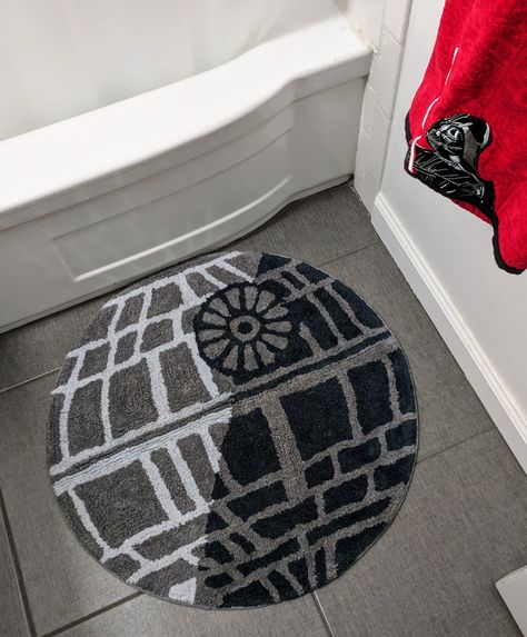 Star Wars Laundry Room, Punch Needle Star Wars, Star Wars Rug, Star Wars Bathroom Ideas, Star Wars Bedroom Ideas For Adults, Star Wars Home Decor, Star Wars Bathroom Decor, Star Wars Shower Curtain, Star Wars Themed Bathroom