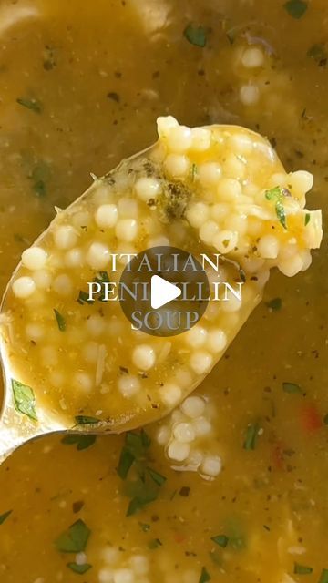 Blair Ward - Registered Dietitian on Instagram: "MY NANA’S ITALIAN PENICILLIN SOUP 🇮🇹🥣🤌 INGREDIENTS: -10 cups water (or 4 cups chicken stock/bone broth, 6 cups water) -4 tsp Chicken Bouillon (or only 1 tbsp if you’re using chicken broth) -5 large carrots, peeled -5 celery stalks -1 white onion -5 cloves garlic (or however many you want, really can’t go wrong) -optional: a couple sprigs of thyme & rosemary (we had leftover from thanksgiving so threw them in) -optional: 1 tsp Italian Bomba sauce from TJs (Calabrian chili paste) -pastina, cooked (I cook mine separately and pour broth over, but you could cook it in the soup if you want) -shredded cooked chicken (I used rotisserie chicken, no skin) -juice of 1 lemon (or half if you don’t like things as lemon-y, but this and the garlic real Italian Medicine Soup, Pennecillin Soup, Leftover Chicken Broth Recipes, Italian Penicillin Soup Video, Pinicillan Soup, Jewish Penicillin Soup Chicken, Liquid Penicillin Soup, Chicken Stock Soup, Penaciline Soup