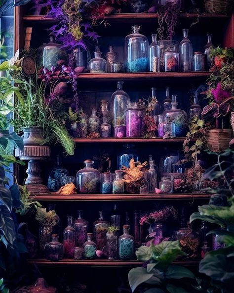 Laboratory Concept Art, Alchemy Laboratory, Alchemy Art, Fantasy Shop, Fantasy Wizard, Witch Shop, Wallpaper Nature Flowers, Jar Diy, Fantasy Aesthetic