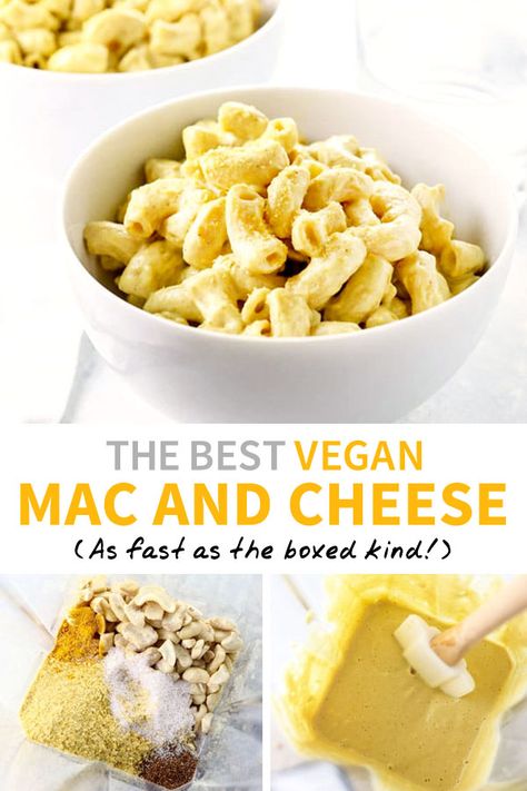 This is the BEST VEGAN MAC AND CHEESE recipe! It's as fast & easy to make as the boxed kind, using a creamy cashew "cheese" sauce and vegan macaroni pasta. #vegan #pasta Best Vegan Mac And Cheese, Vegan Mac And Cheese Recipe, Vegan Mac N Cheese Recipe, Cashew Cheese Sauce, Vegan Mac N Cheese, Vegan Sauce, Vegan Cheese Recipes, Macaroni Recipes, Macaroni Pasta