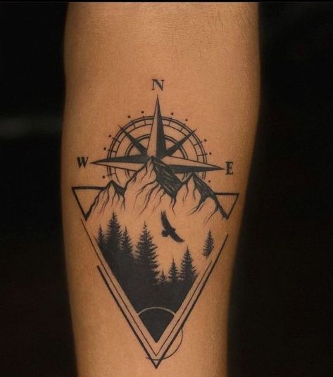 Finding True North: The Allure of Compass Tattoos for Men 2023 - mens-club.online Hiking Tattoos Men, Outdoor Theme Tattoo Sleeve, Male Arm Tattoo Ideas, Adventure Compass Tattoo, Male Arm Tattoos Forearm, Compass Tattoo Design Men Forearm, Animal Tattoos For Men Forearm, Adventure Tattoo Men, Nature Band Tattoo