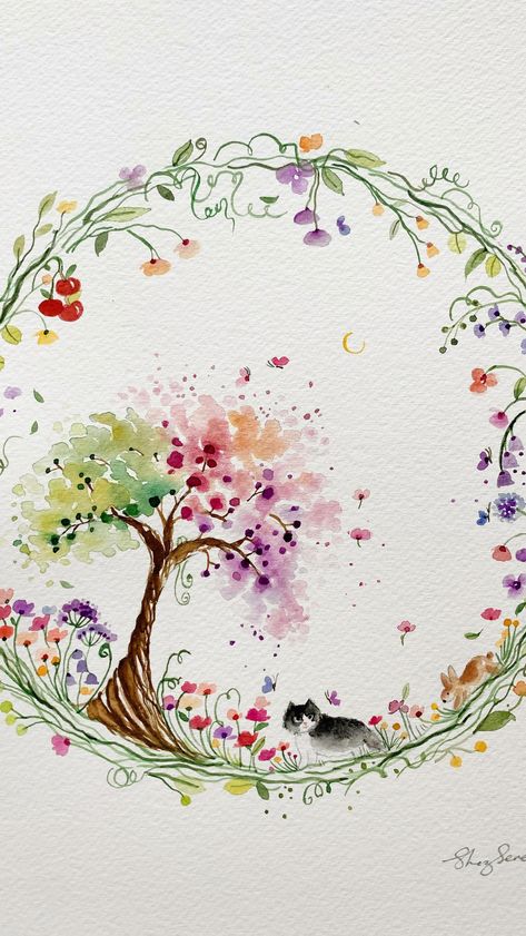 Shaz Serene (@shazserene) • Instagram photos and videos Shaz Serene, Painting Winter, Watercolor Flowers Tutorial, Summer Happy, Diy Watercolor Painting, Watercolour Inspiration, Watercolor Flower Art, Watercolor Painting Techniques, Painting Art Lesson