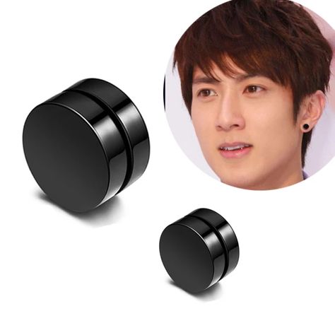 Stainless Steel Strong Cube Magnet Magnetic Earrings Black Ear Stud Non Piercing No Ear Hole Stud Earring for Men Women _ - AliExpress Mobile Magnetic Earrings For Men, Stud Earrings For Men, Magnetic Earrings, Black Stud Earrings, Ear Earrings, Black Stud, Girls Earrings, Accessories Earrings, Round Earrings