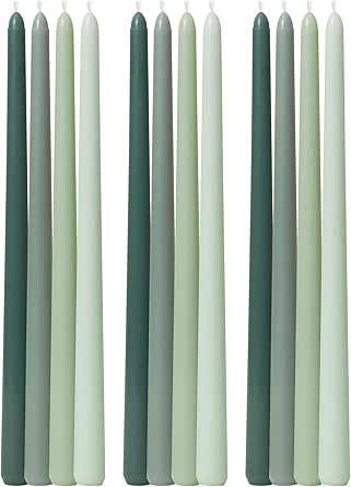 Viyffo 12 Inch Green Taper Candles Set of 12 Unscented Smokeless Long Tall Tapered Candle for Candlesticks Sticks Wedding Advent Home Decor Dinner Christmas Green Taper Candles, Vibrant Gradient, Dinner Christmas, Tapered Candle, Tapered Candles, Green Shades, Sage Color, Ceiling Fan In Kitchen, Pine Green