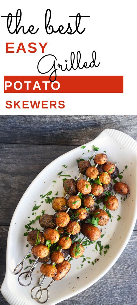 Potato Skewers On The Grill, Grilled Potatoes Skewers, Potato Kebabs Skewers, Grilled Potato Kabobs, Sides For Skewers, Grilled Mini Potatoes, Sides For Shish Kabobs, Shish Kabobs Sides, Skewer Potatoes