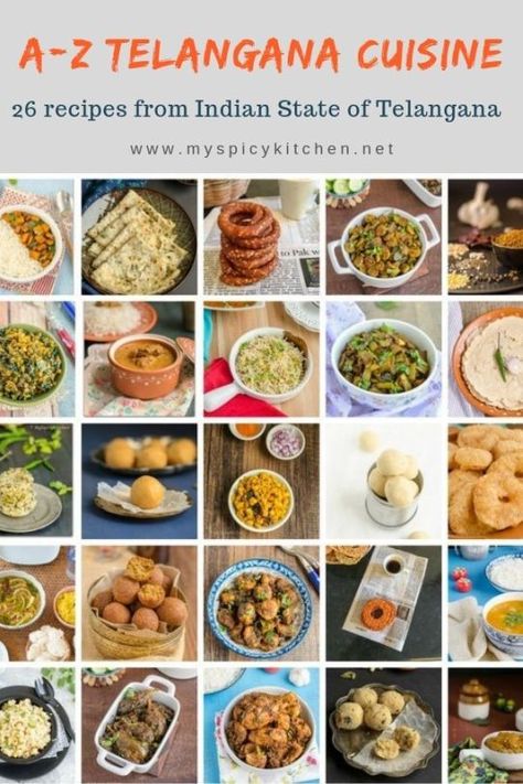 26 delicious recipes from Indian State of Telangana.  Recipes includes snacks, sweets, curries, chutney and rice dishes.  #TelanganaFood #TelanganaCuisine  #Snacks #Sweets #Curries #RiceDishes  #MySpicyKitchen Hyderabadi Cuisine, Food Collage, Indian Rice Recipes, Healthy Indian Recipes, Recipe Roundup, Delicious Dishes, Rice Dishes, Indian Recipes, International Recipes