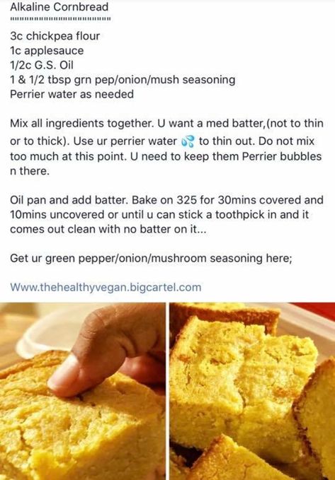 Alkaline Cornbread Recipe, Alkaline Bread, Alkaline Dinner, Alkaline Snacks, Sebi Recipes, Dr Sebi Recipes Alkaline Diet, Alkaline Meals, Dr Sebi Alkaline Food, Dr Sebi Recipes