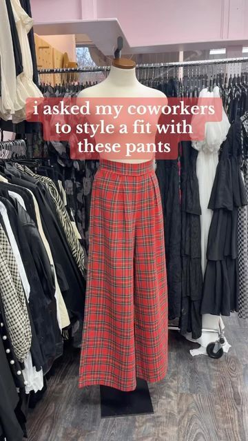 BOOM BABIES on Instagram: "Wide leg plaid trousers are the perfect staple for your winter wardrobe. Available in red plaid and navy plaid!! Y’all know the drill!! Comment your favorite look ❤️ 🏷️ #BoomBabies #Syracuse #SyracuseNY #falloutfits #falloutfitinspo #outfitinspo #outfitideas #personalstyle #styling #stylingtips #stylingideas #fashion #trendingclothes #trendingstyle #ootd #outfits #boutique #boutiquefashion #boutiquestore #plaid #plaidpants #winteroutfits #holidayoutfit #winterfashion #outfitideas #christmasoutfit" Plaid Red Pants Outfit, Plaid Pants Outfit Christmas, Holiday Trousers Outfit, Buffalo Check Outfit Women, Baggy Plaid Pants Outfit, Plaid Trousers Women, Wide Leg Plaid Pants Outfit, Plaid Wide Leg Pants Outfit, Tartan Trousers Outfit