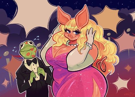 Miss Piggy And Kermit, Looking For Work, Arte Van Gogh, Miss Piggy, Commissions Open, Cute Art Styles, Sketchbook Art Inspiration, Disney Fan Art, Art Inspiration Drawing