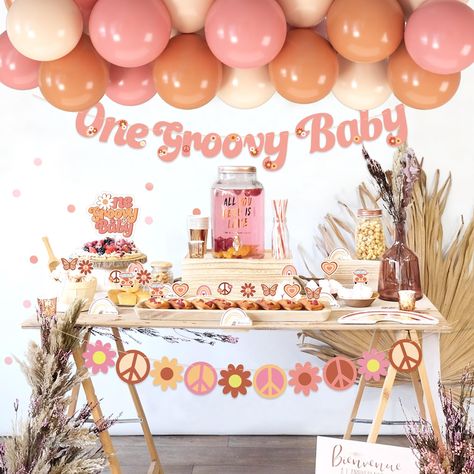 Bohemian Birthday Party, Baby First Birthday Themes, Groovy One, Baby Party Decorations, One Banner, 1st Birthday Party Decorations, 1st Birthday Party Themes, 1st Birthday Themes