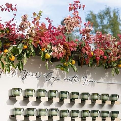 Maxwell Builds & Designs on Instagram: "Fall vibes are in full swing! 🍁✨ Thrilled to showcase this incredible seating chart featuring handmade cups by the talented groom's aunt. Each cup is a work of art, adding a personal touch to this beautiful display. The fall-inspired design, adorned with stunning florals, creates the perfect harmony of warmth and elegance. 🌻🍂 We're honored to have helped make this wedding a truly unforgettable celebration! #fallseatingchart #seatingchartideas #sonomaco Handmade Cups, Wedding Cups, Pottery Cups, Seating Chart Wedding, Seating Charts, Wedding Seating, Put A Ring On It, Autumn Inspiration, Fall Vibes