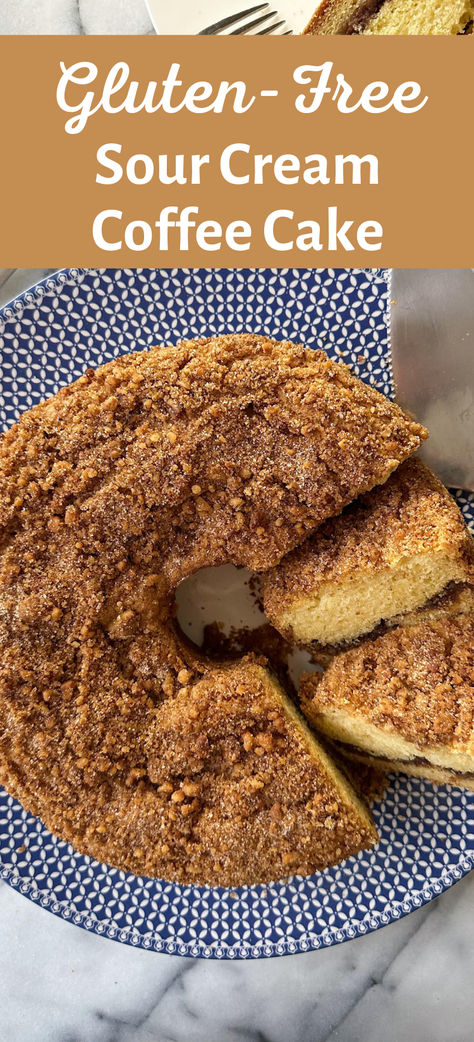 A family recipe made gluten-free, this is the BEST Coffee Cake! This easy recipe for sour cream coffee cake yields a coffee cake with the most amazing moist, soft & fluffy texture, fabulous cake flavor + yummiest cinnamon sugar streusel! The Best Coffee Cake, Sour Cream Coffee Cake Recipe, Best Coffee Cake, Gluten Free Coffee Cake, Tube Pan, Gluten Free Coffee, Gluten Free Cake Recipe, Sour Cream Coffee Cake, Coffee Cake Recipe