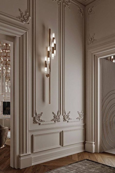 Transform your boring walls with these beautiful wainscoting ideas! Whether you're drawn to classic paneling or modern designs, discover how wainscoting can add architectural interest to any room. #WainscotingIdeas #HomeDecor #DIYDesign Classical Architecture Interior, Classical Wall Panelling, Wall Paneling Design Interiors, Wall Molding Modern, Wall Molding Ideas Living Room, Floor To Ceiling Wainscoting, Living Room Wainscoting Ideas, Wall Decor Design Living Room, Classic Design Living Room