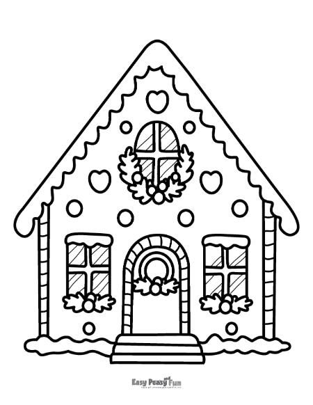 Gingerbread House Coloring page for kids Christmas House Coloring Page, Gingerbread House Outline, Pictures Of Gingerbread Houses, Christmas House Drawing, Gingerbread House Drawing, Gingerbread House Coloring Page, Gingerbread Coloring Pages, Printable Gingerbread House, Gingerbread House Template Printable