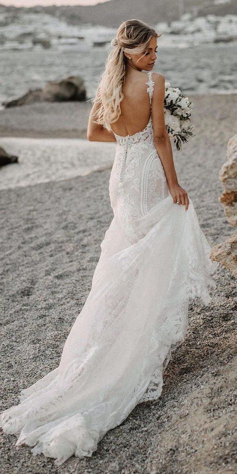 51 Best Beach Wedding Dresses For Seaside Ceremony ❤  beach wedding dresses open back lace with train martina liana #weddingforward #wedding #bride Wedding Dresses Muslim, Beach Wedding Dresses Backless, Muslim Wedding Dresses, Beach Wedding Dresses, Wedding Dress Guide, Lace Beach Wedding Dress, Beach Bride, Dress Guide, Backless Wedding