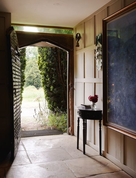 A magical 16th-century Cotswold millhouse full of secret nooks and unexpected colour | House & Garden Colour House, White Moroccan Tile, Cladding Ideas, Cotswold House, Cotswold Way, Tongue And Groove Walls, Queen Anne House, Painting Shutters, Paint Color Inspiration